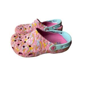 Lisa Frank Crocs Girls Pink Unicorn Slip On Croc Shoes Size 2